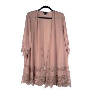 Torrid Mauve Sheer Lace Open Flowy Romantic Cottagecore Cardigan Top Size Medium